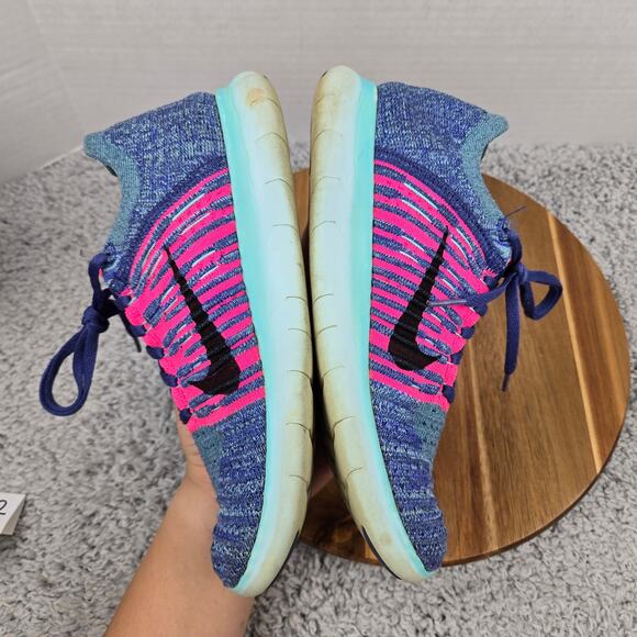 Nike Womens 8 Free RN Flyknit Purple Dust Athletic Casual Gym Daily Running Shoe - Picture 8 of 12